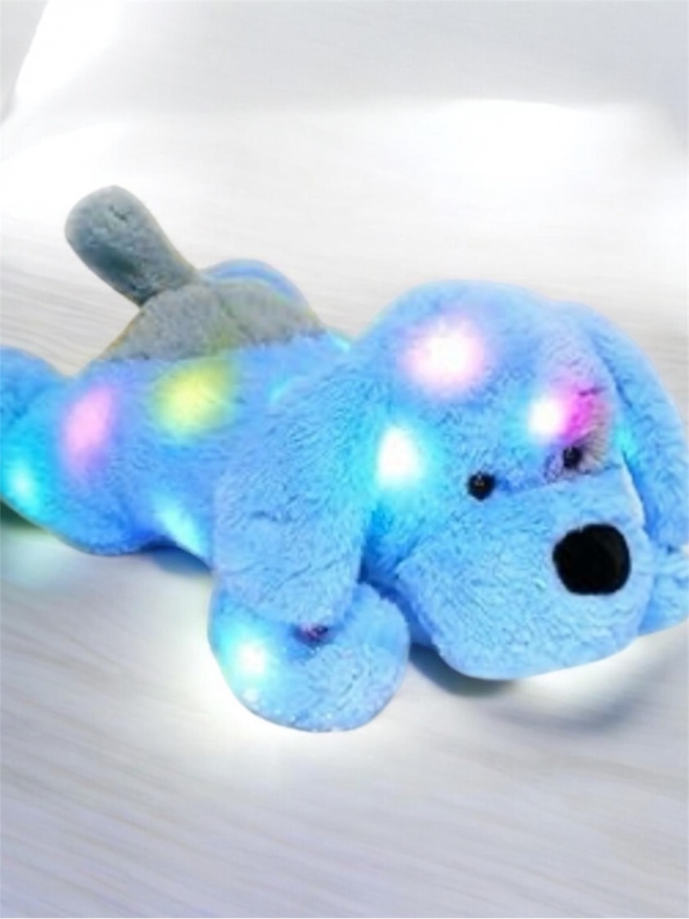 Hopearl Blue Puppy plush 17" Led Musical Lullabies changring lights
